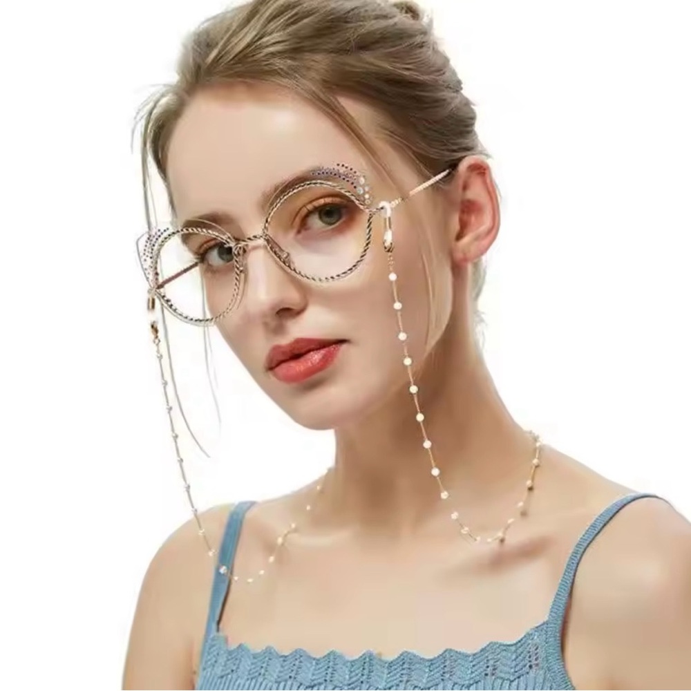 Eyeglass pearl chain Sunglasses stripe holder